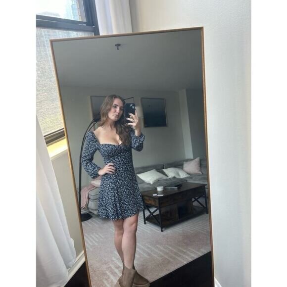 REFORMATION Women's Blue Floral Sweetheart Neckline Mochi Mini Dress Size 12 - Picture 13 of 15